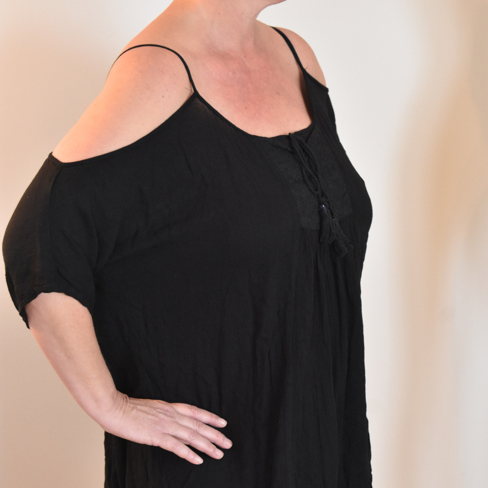 Raviya Cold Shoulder Peasant Swimsuit Cover-Up